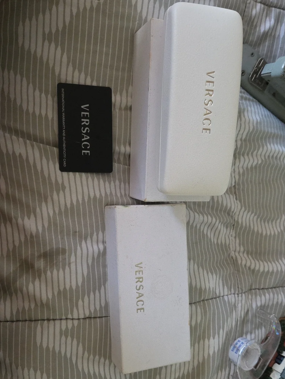 Versace White Eyewear Case with Gold Logo